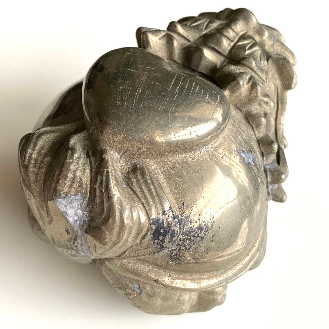 ★最終特価【 パイライト BIG 龍亀さん ぷっくりハート 原石 約476g】