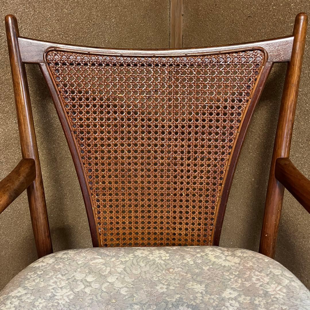 マルニ木工 籐張り ラウンジチェア 昭和レトロ