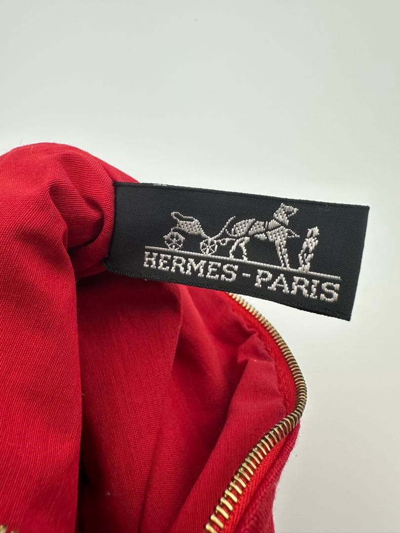 エルメス HERMES ボリードポーチ ミニミニ 赤 キャンバス 美品