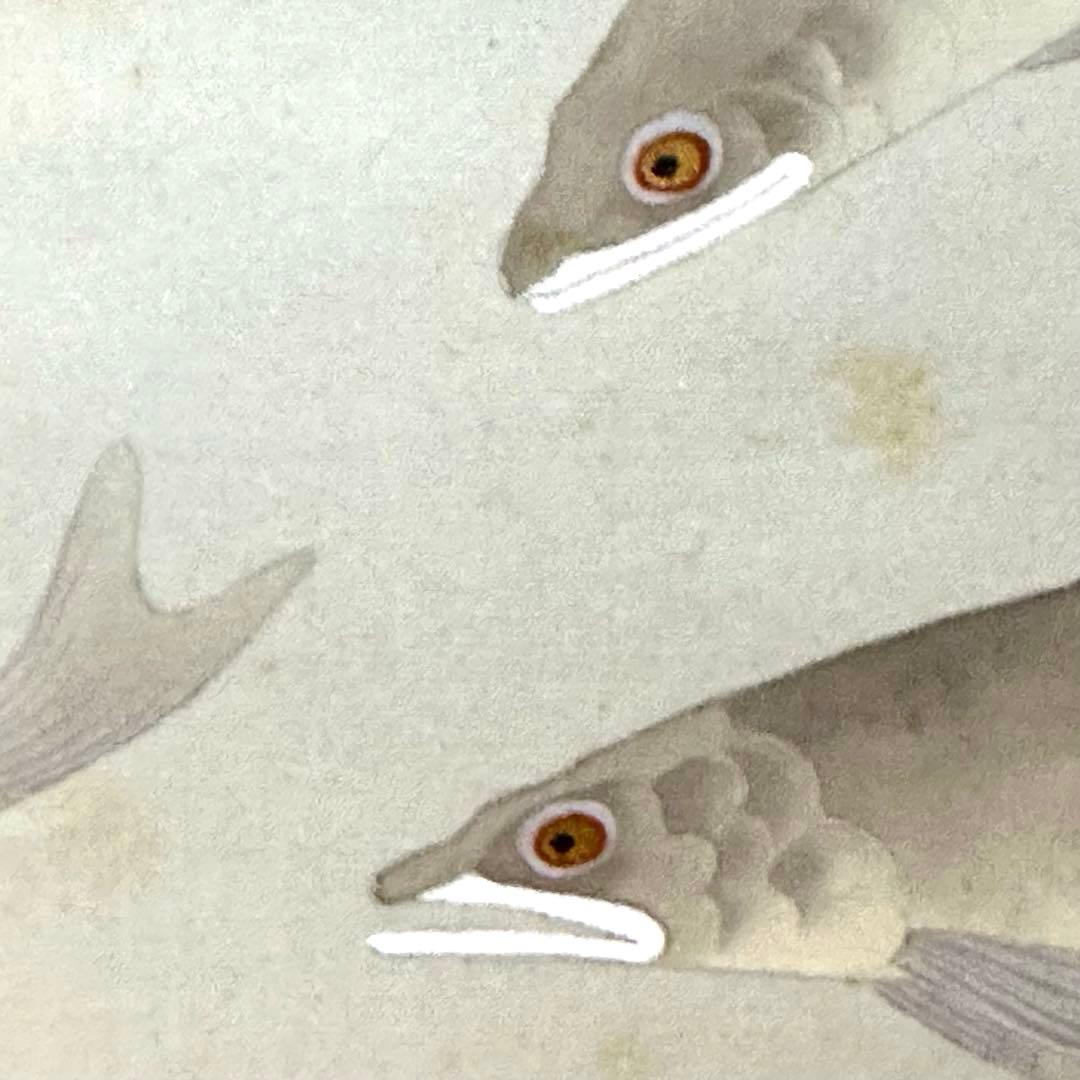 2126様感謝‼️掛軸「茨香魚之圖」神挙作　絹本肉筆　署名落款　桐箱入り
