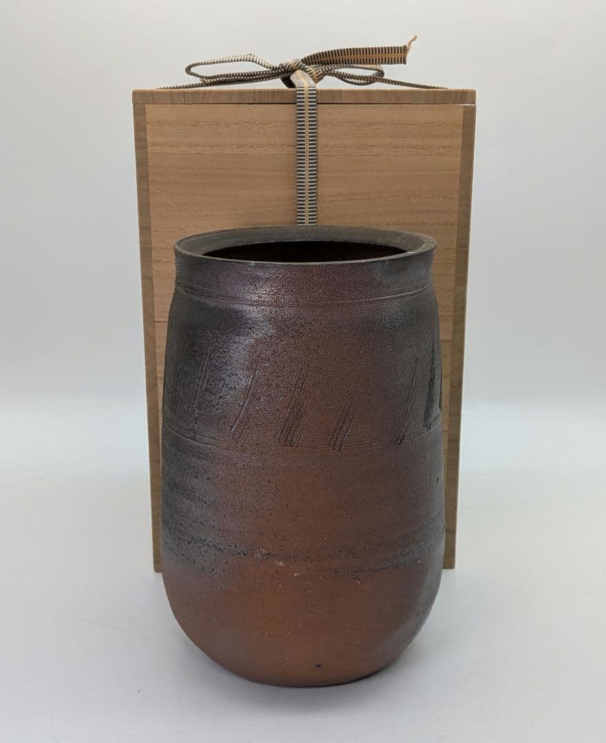 人間国宝 藤原雄 備前焼 花器 用心箱 花瓶 花入 花生 フラワーベース 華道具