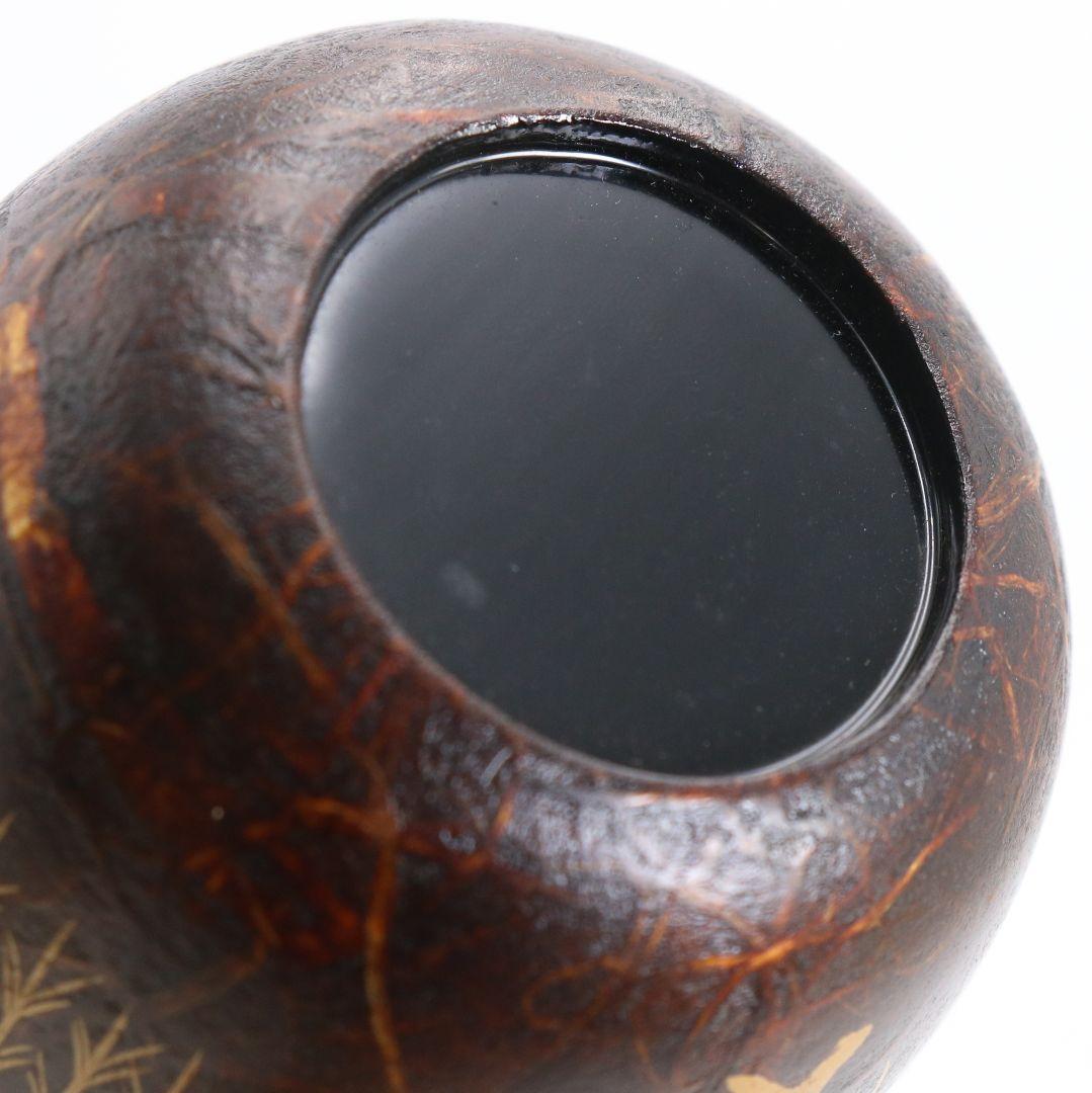 蒔絵師 筑城良斉作 柳蒔絵 中棗 和紙張 茶道具 共箱　V932