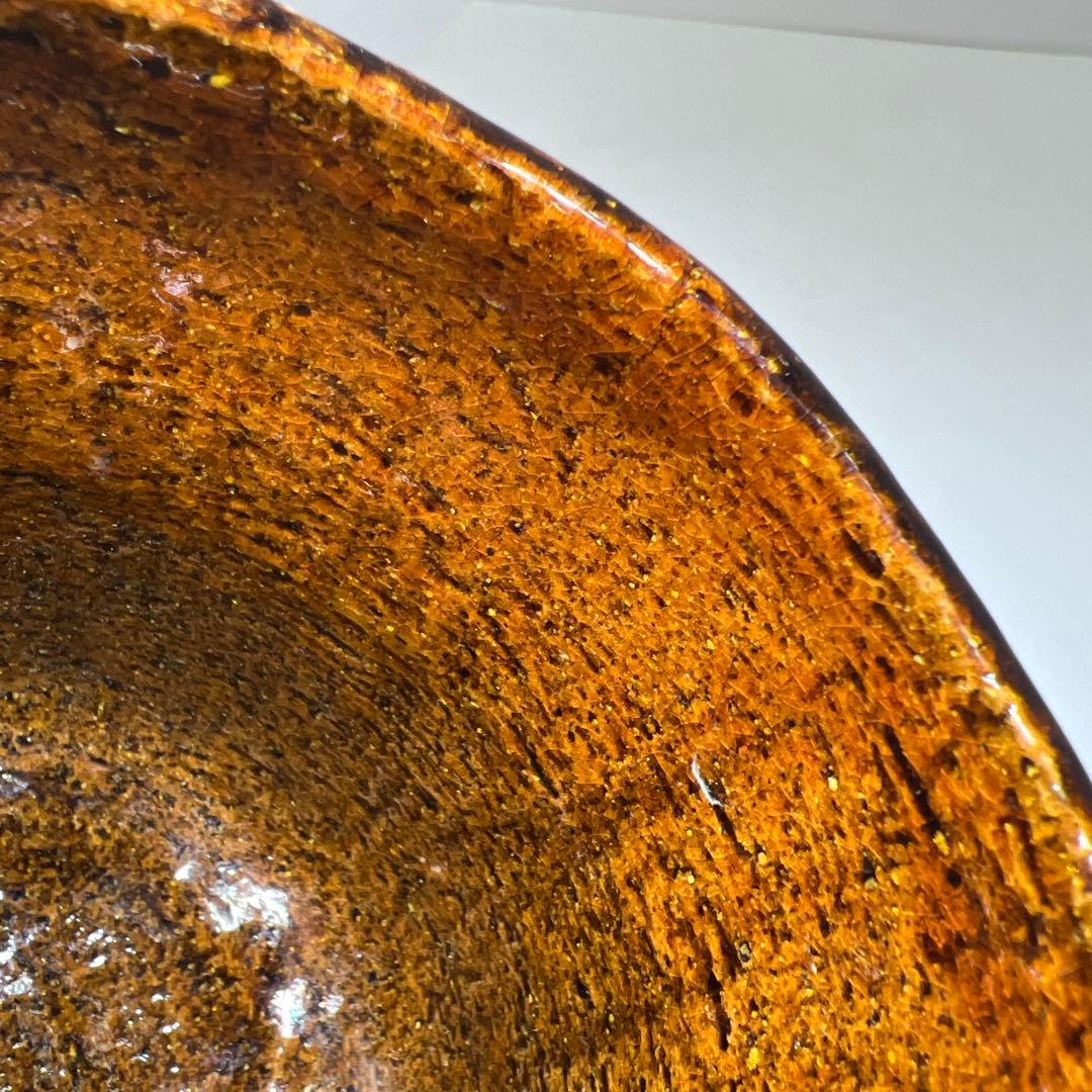 九代　大樋長左衛門　田山方南造　茶碗　共箱　幅約9.5㎝　東Y7-1229☆2F