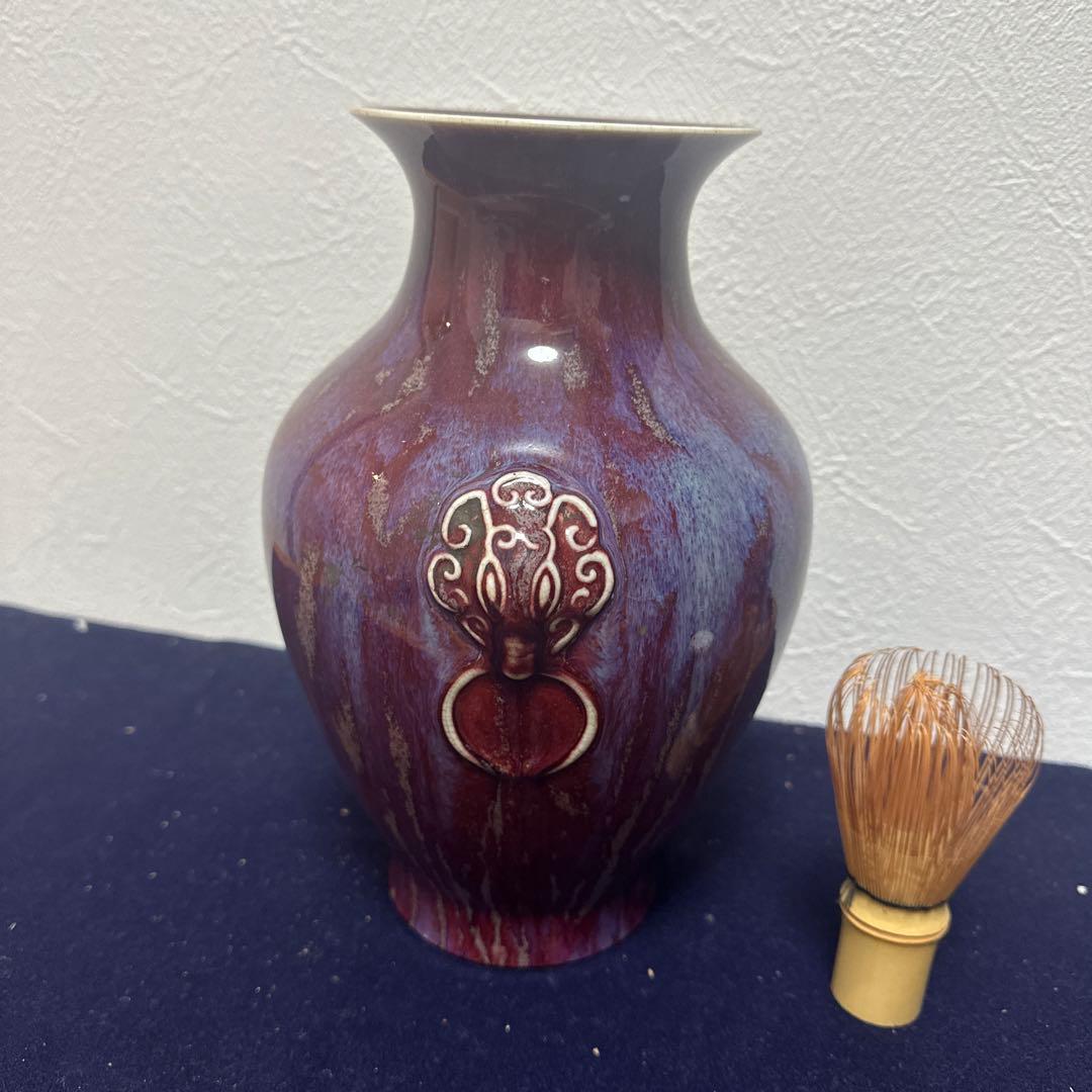 辰砂花瓶　骨董品　アンティーク　古美術　陶磁器