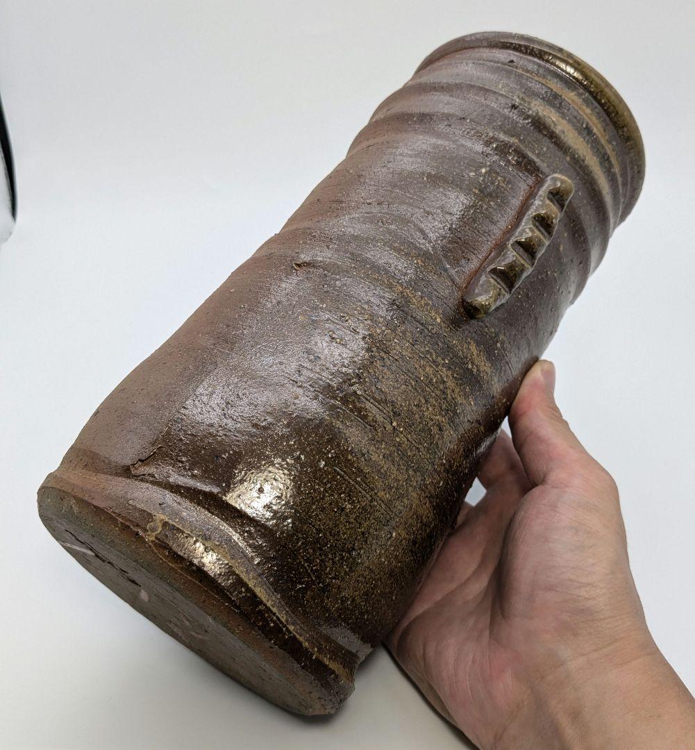 伝統工芸士 日幡光顕 備前焼 耳付花入 共箱共布栞 花器 フラワーベース 花瓶