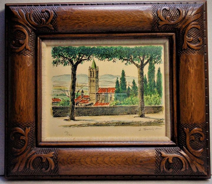 「藤飯治平」作　石版画　リトグラフ　額装版画