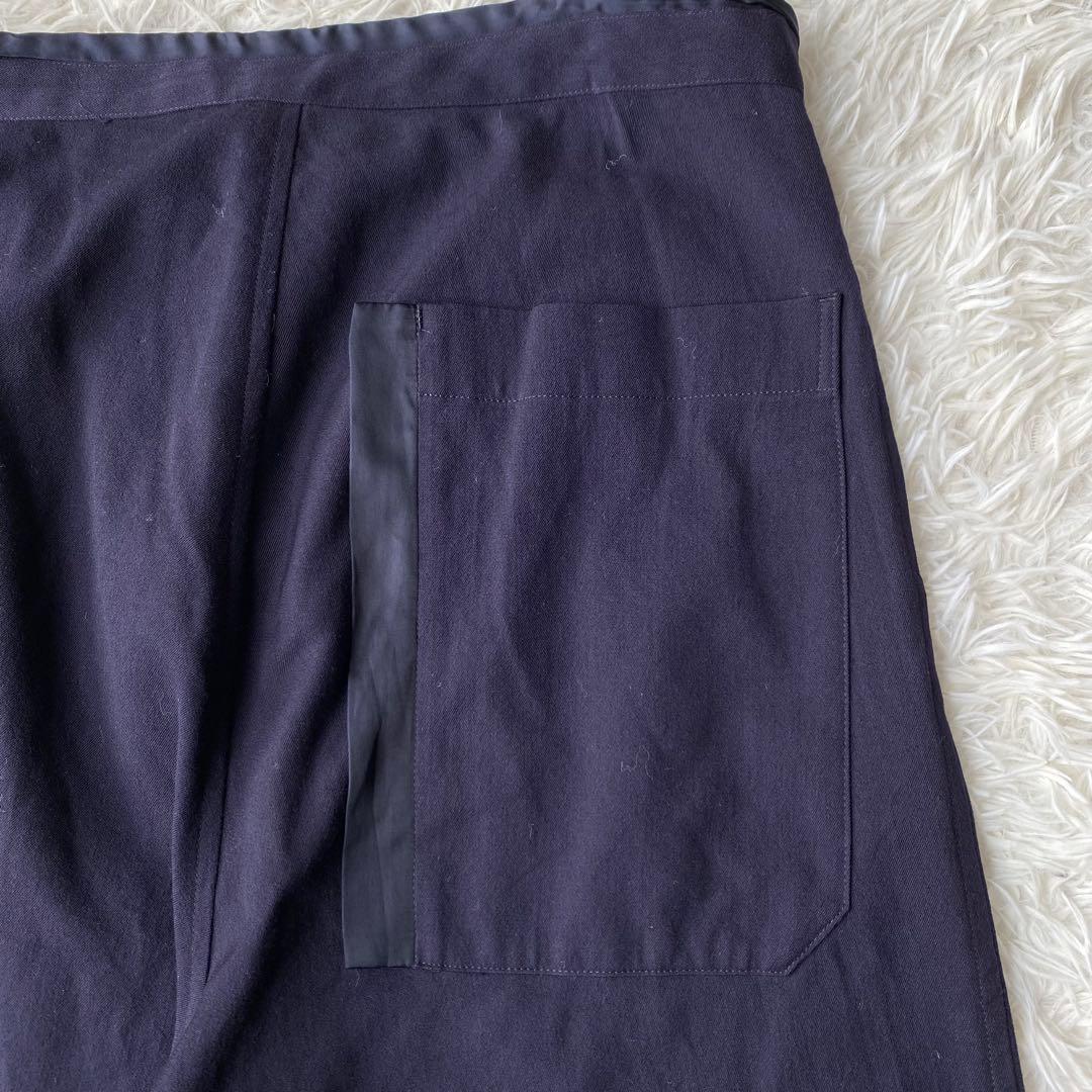 y's ウールギャバ サルエルパンツ ワイドパンツ ネイビー サイズ1