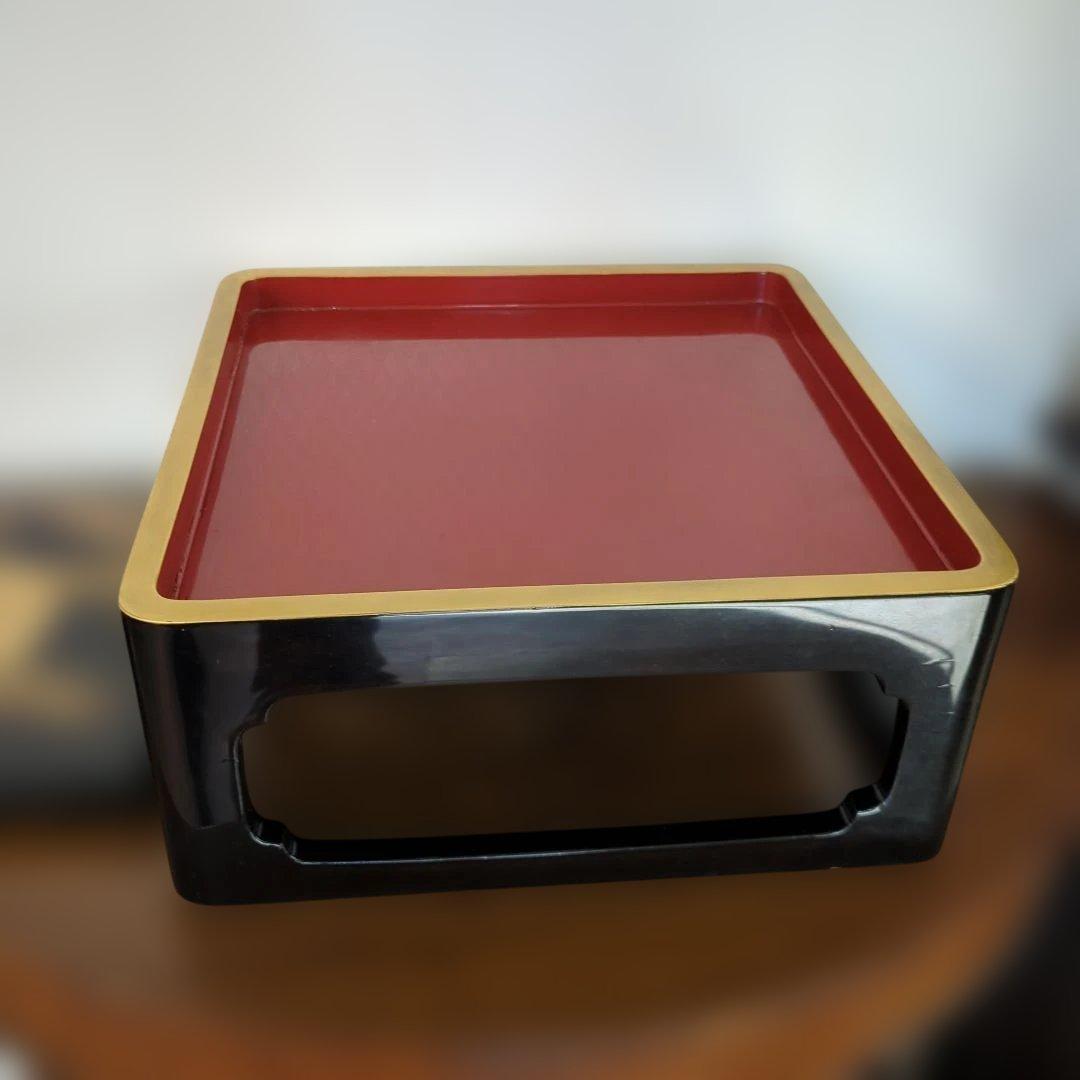 特価　骨董 4段重箱 重箱 蒔絵 螺鈿 縁起柄 木製 漆器 重台付き 替蓋付き