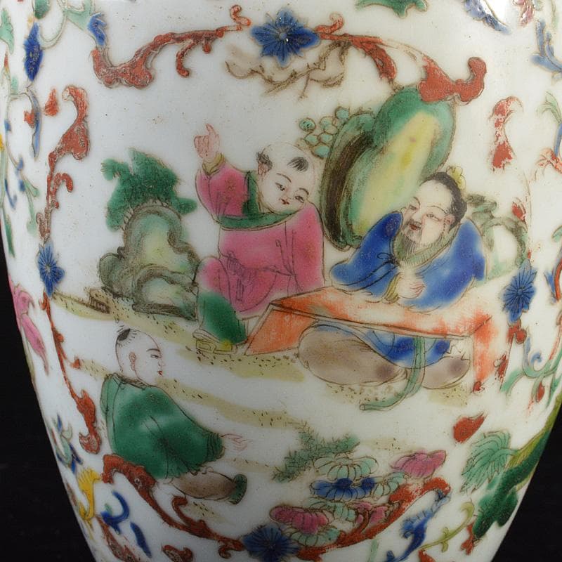 中国　粉彩　人物花神獣文瓶　M　R7322