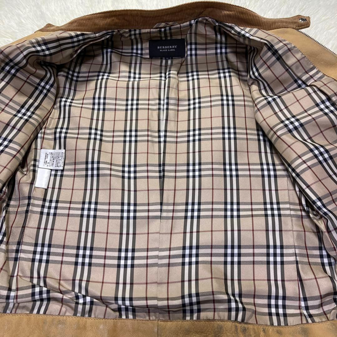 【オーラ◎】バーバリーブラックレーベル レザージャケット ラムレザーノバチェック