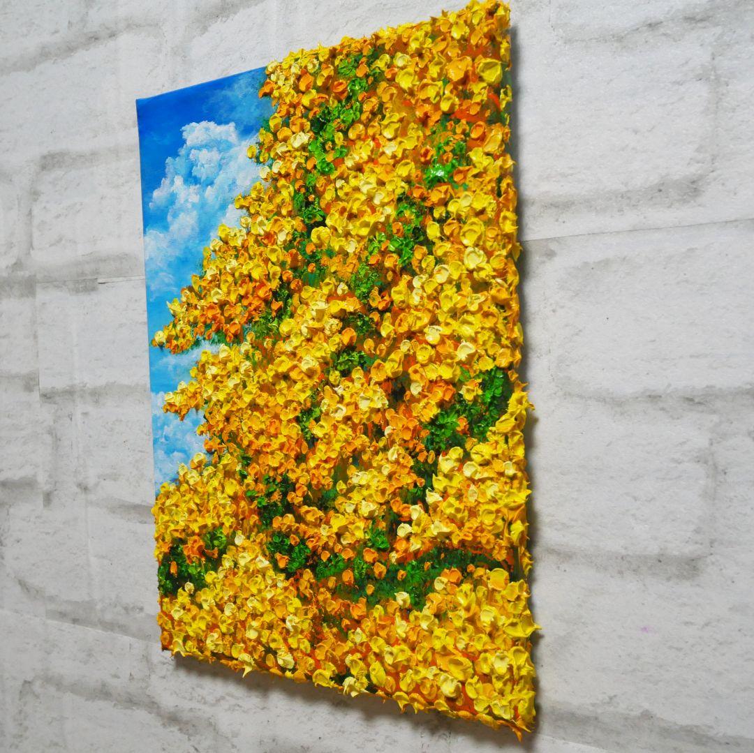 油絵 油彩 油彩画 絵 絵画【青空のミモザ】F4号