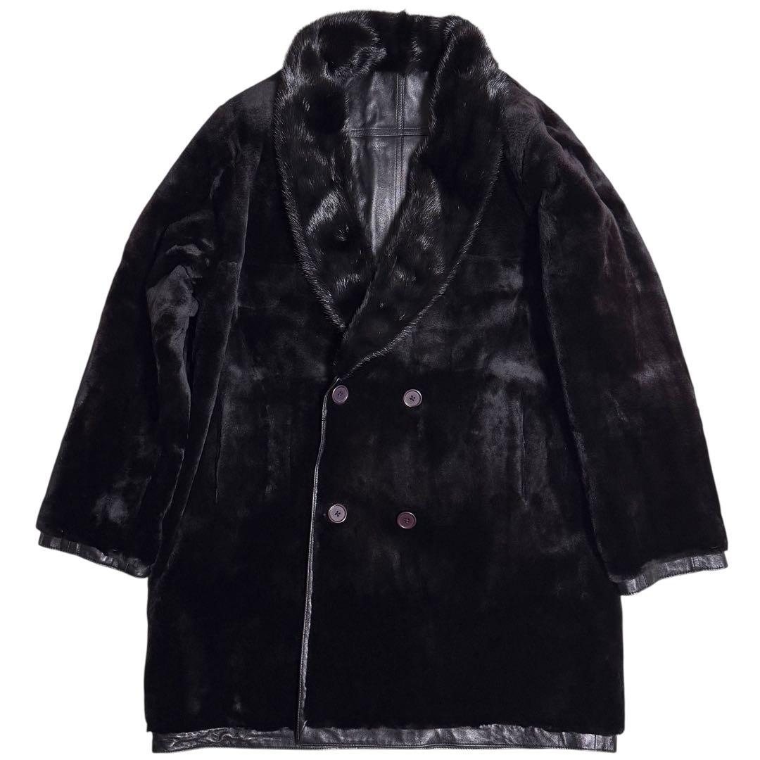 【とち さん】ミンク×レザー ダブルコート リバーシブル 本毛皮 本革 メンズ