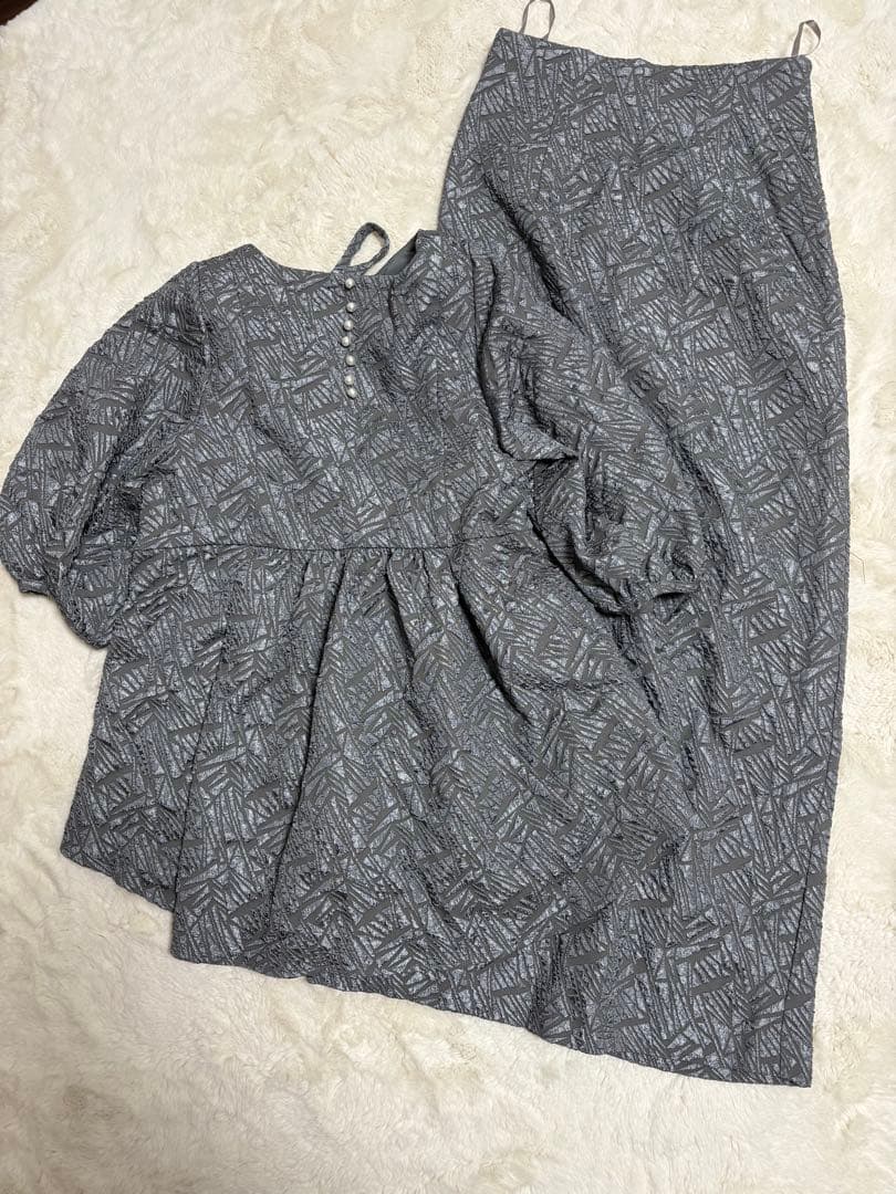 【美品】niana ジャガードセットアップドレス　M