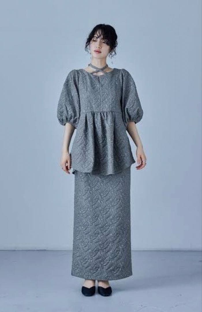 【美品】niana ジャガードセットアップドレス　M