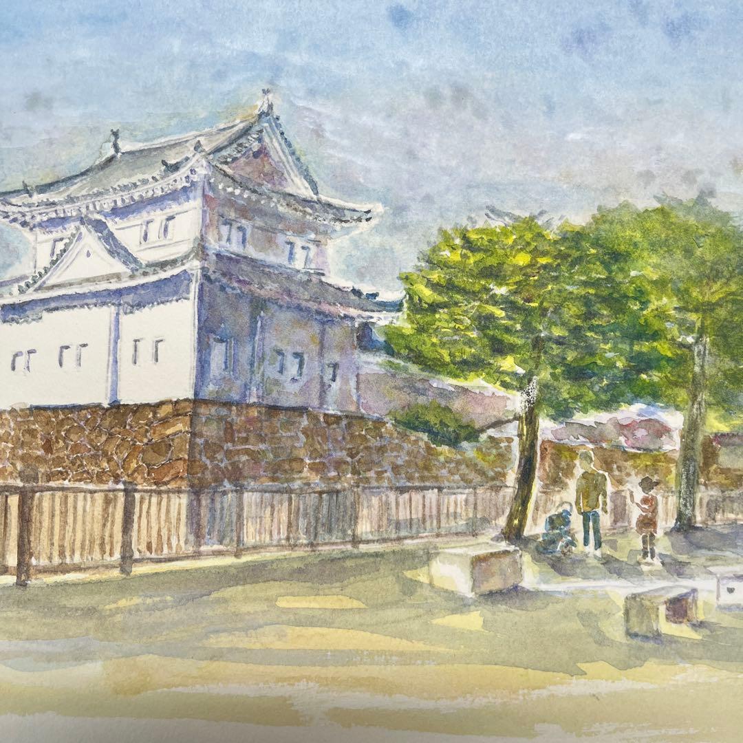 動画投稿中　Ｆ4 二条城　手描き水彩画　直筆原画　京都世界遺産