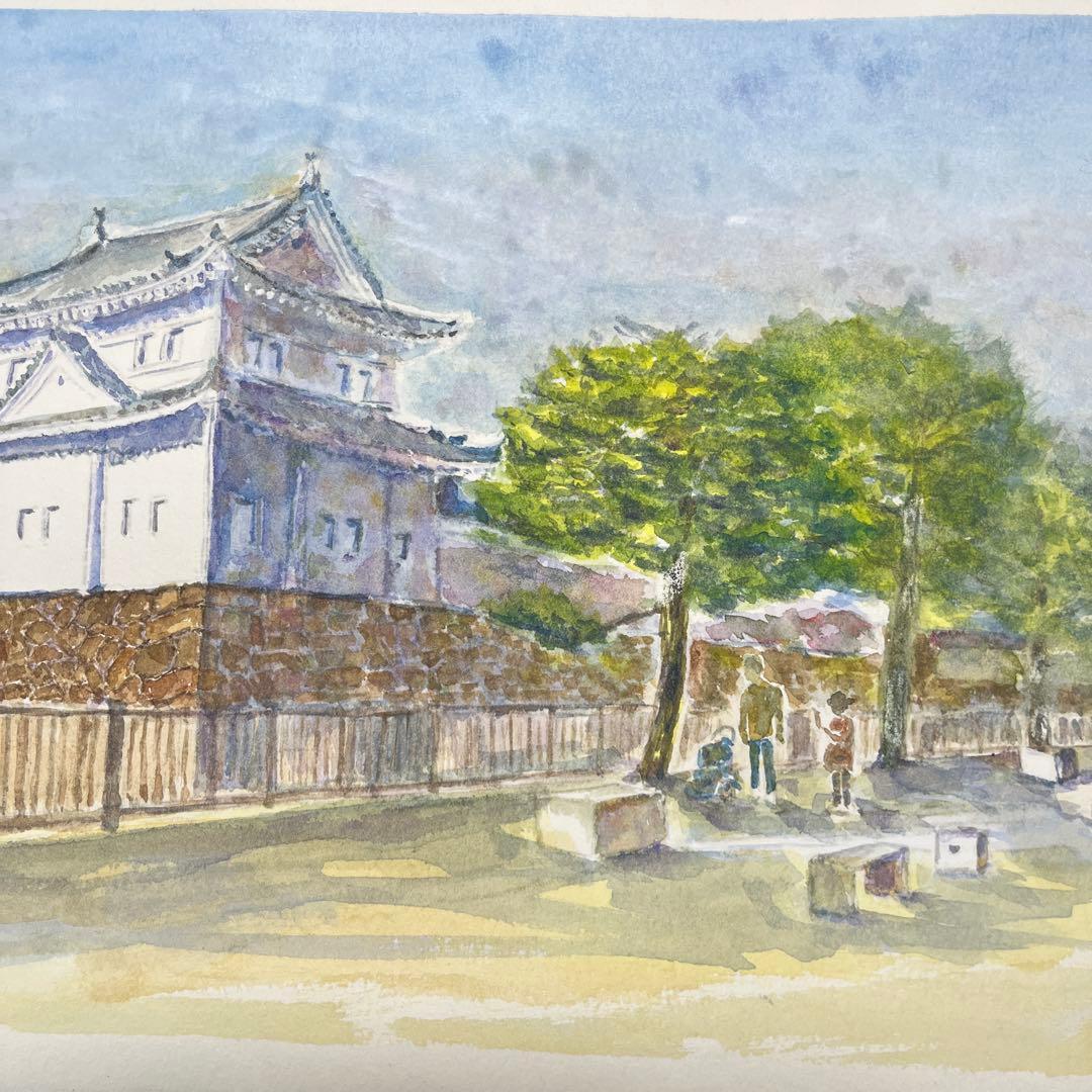 動画投稿中　Ｆ4 二条城　手描き水彩画　直筆原画　京都世界遺産