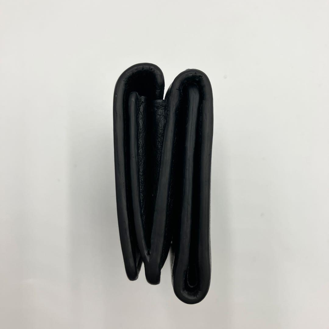 極美✨バレンシアガ 三つ折り財布 エブリデイ レザー ロゴ ブラック 黒