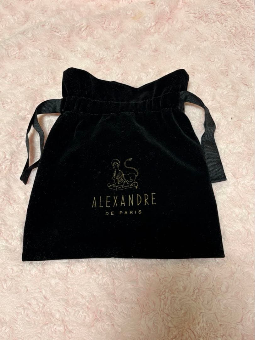 ALEXANDRE DE PARIS ベロアカチューシャブラックヘアバンド