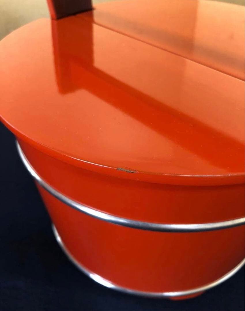 《R》茶道具 朱塗 手桶水指 塗師 岡本陽斎造 共箱　260107か5