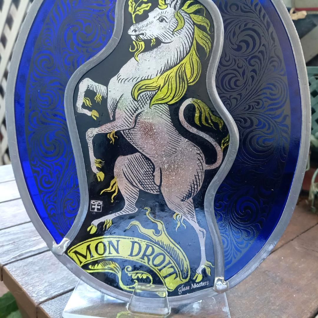 ステンドグラス Unicorn ユニコーン青の大判 グラスマスターズ社