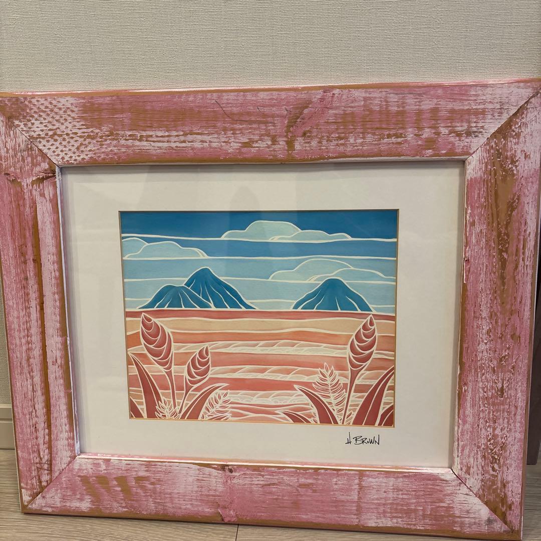 Lanikai Holiday Heather Brown 額縁付きアート