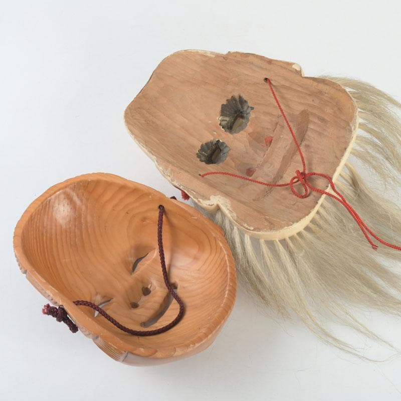 能面　能楽　雅楽　木彫　お多福面　翁面　2点まとめて　C　9291