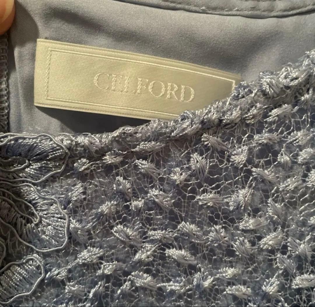 CELFORD 水色 レース スパンコールドレス
