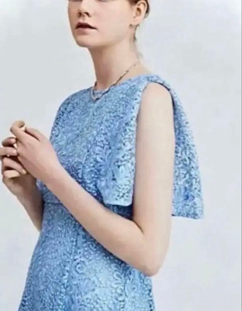 CELFORD 水色 レース スパンコールドレス