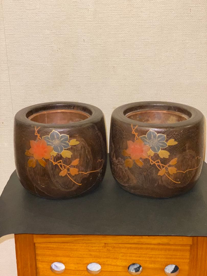 金沢桐工芸品、桐火鉢 2個セット