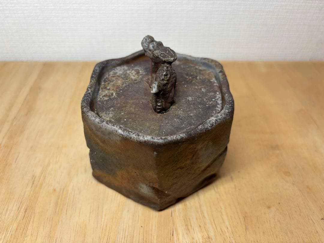 53.備前焼 宝瓶 登り窯 龍 りゅう リュウ 6角 手びねり 急須