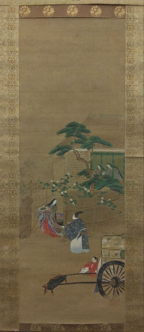 土佐光起【源氏物語】肉筆　絹本　掛軸（大和絵・土佐派）