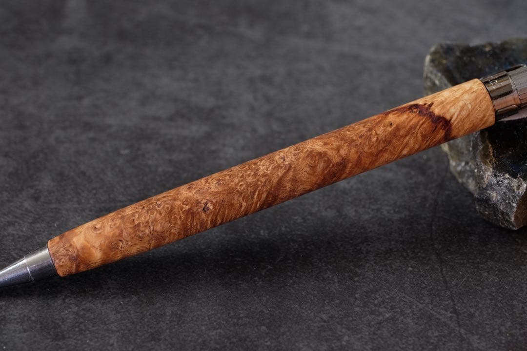 PG5木軸カスタム0223　高村杢工房 製図用シャープペンシル 花梨瘤紅白