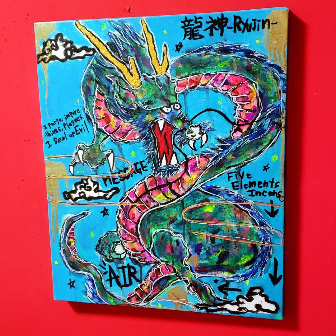 【一点物アート】龍神-Ryujin-碧龍【現代アート/絵画】