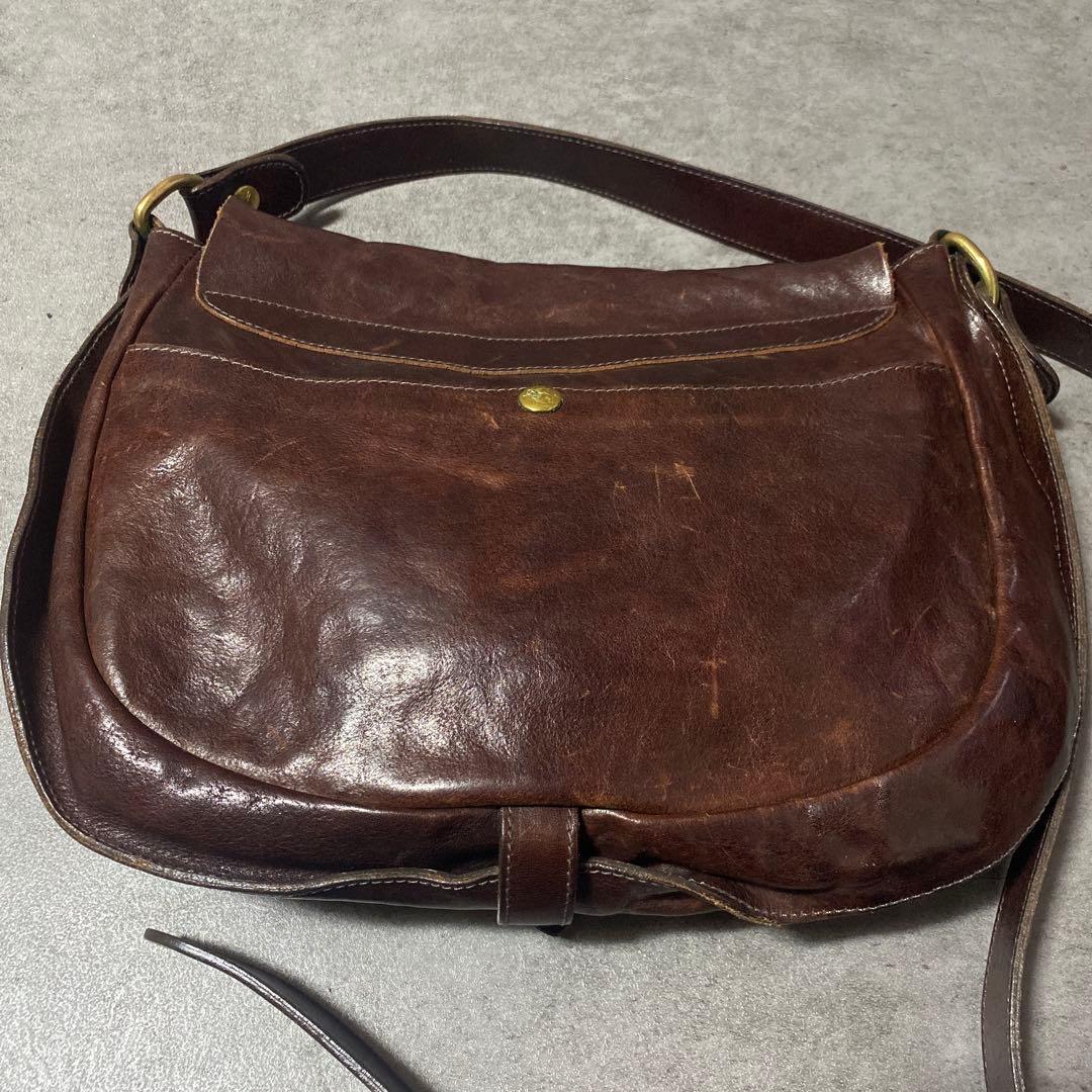 【✨希少✨】イルビゾンテ ロゴ刻印 ショルダーバッグ レザー 茶色