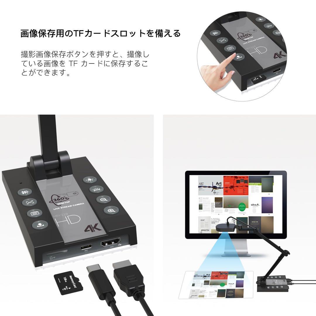 書画カメラ 4K 1500万画素 webカメラ ズーム機能 オートフォーカス