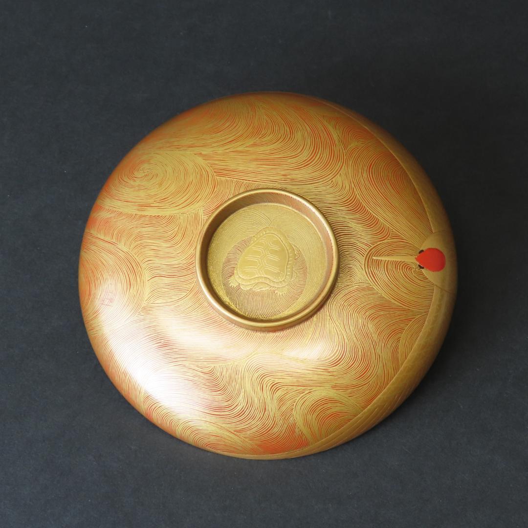 284 美品 上手物 極上蒔絵 祝酒盃 萬代鶴亀図 江戸時代/酒器 輪島塗漆器