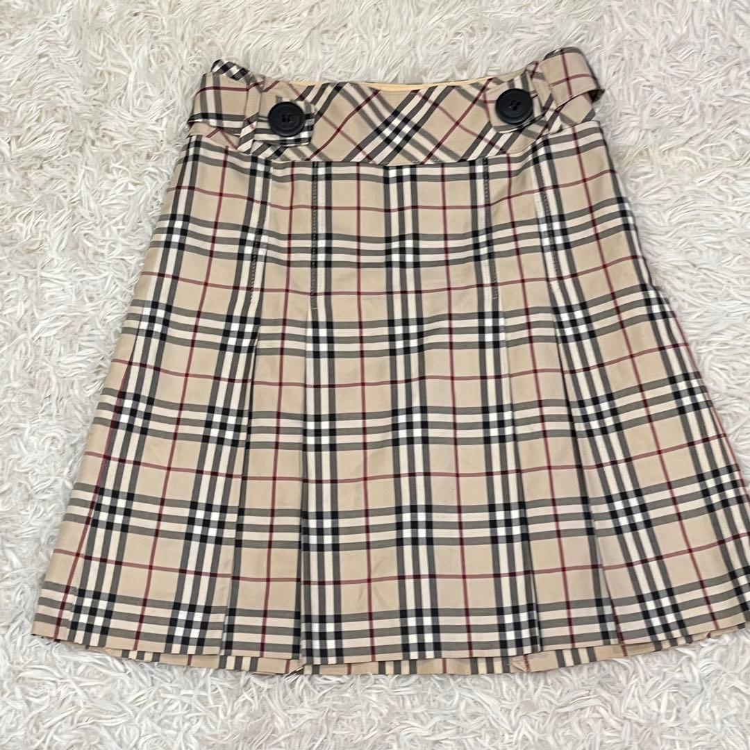 BURBERRY BLUELABELノバチェック　プリーツヒダスカート膝丈ベルト