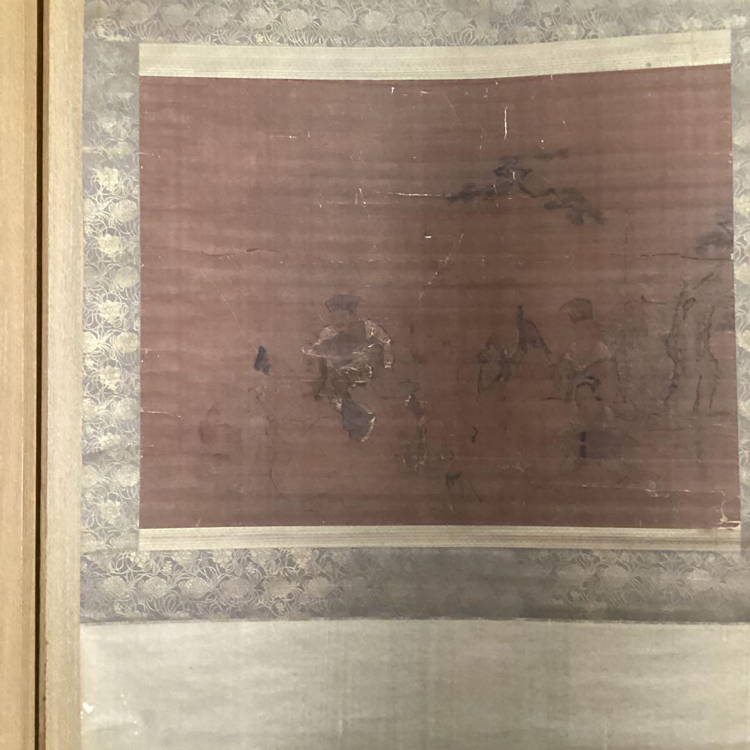 狩野探信　　絹本着色　七福神之図　　軸先木　合箱　掛軸一幅 レアな作品