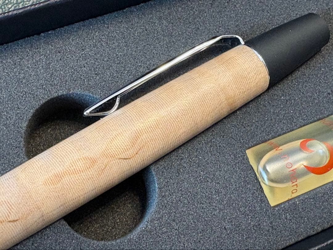 野原工芸 栃縮杢 ロータリー ボールペン シルバー金具 新品・未使用品