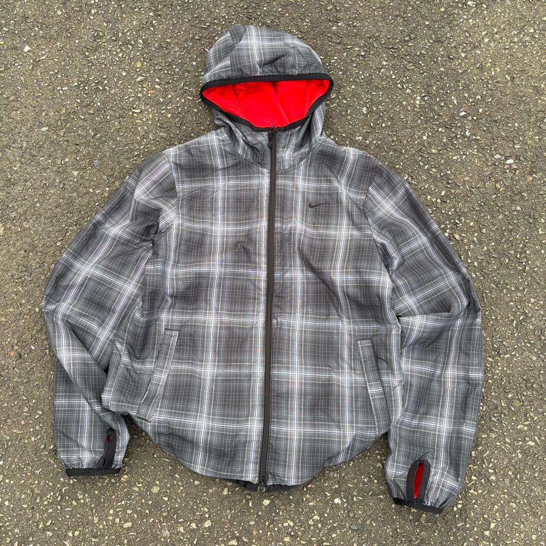 90s Nikeフード付きチェックジャケット　リバーシブル
