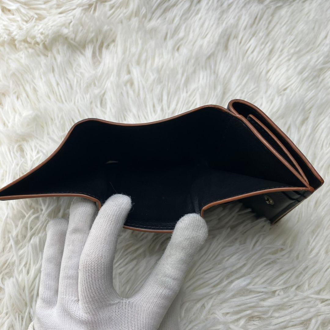 極美品✨ロエベ 三つ折り財布 トライフォールド レザー ブラック 現行