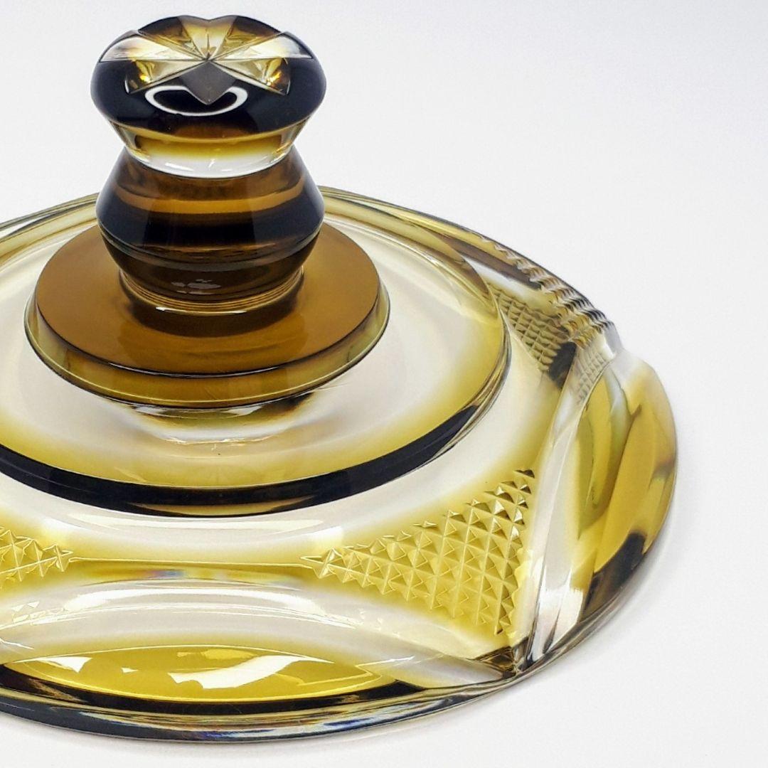 薩摩切子　黄色被せガラス　切子 シュガーポット　【 薩摩びーどろ工芸 】