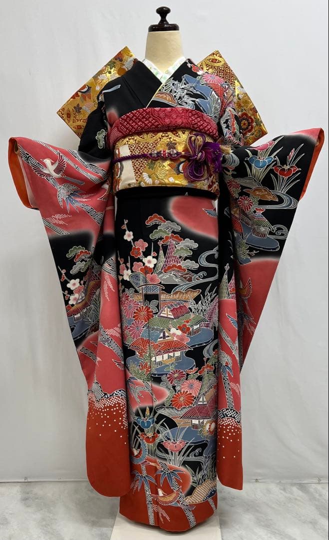 本紅型　振り袖　フルセット　長襦袢付　美品　成人式　帯の名門藤原織物　700