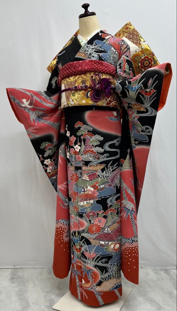 本紅型　振り袖　フルセット　長襦袢付　美品　成人式　帯の名門藤原織物　700