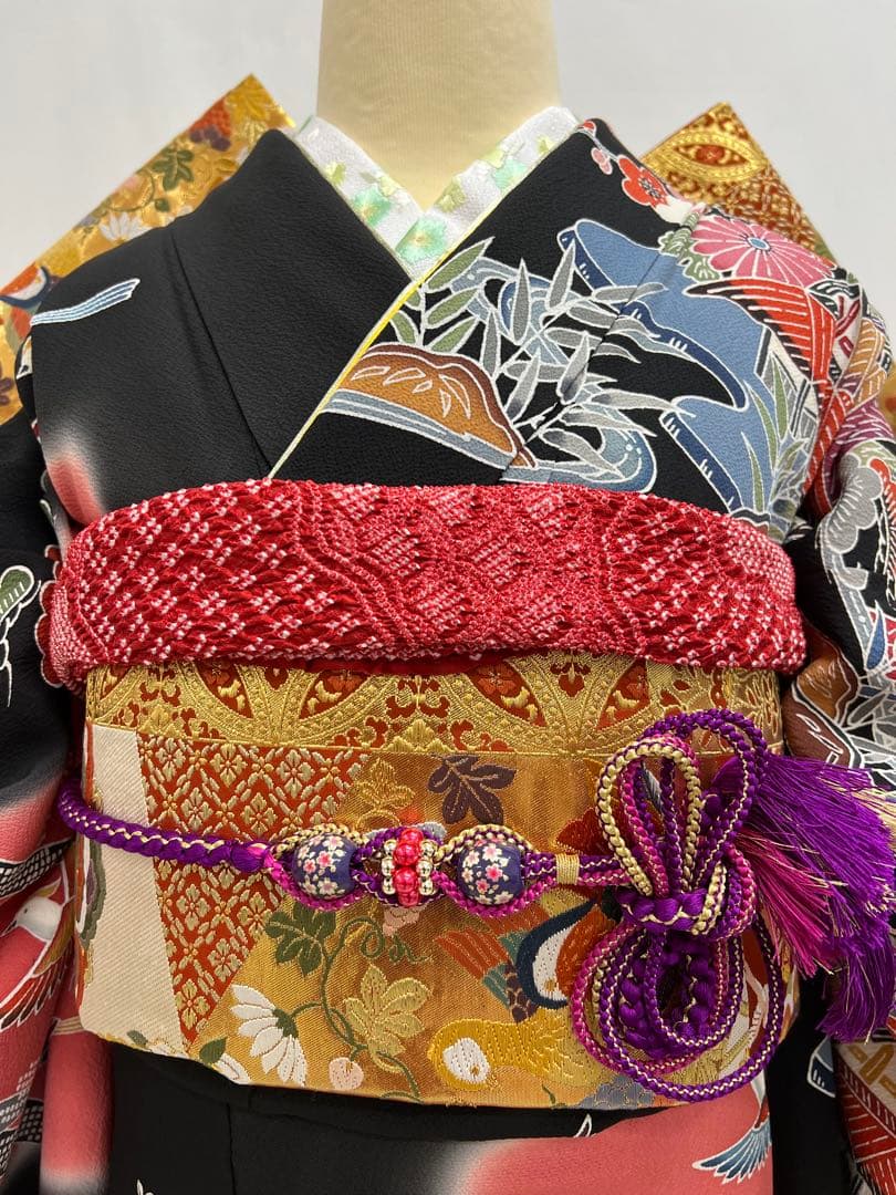 本紅型　振り袖　フルセット　長襦袢付　美品　成人式　帯の名門藤原織物　700