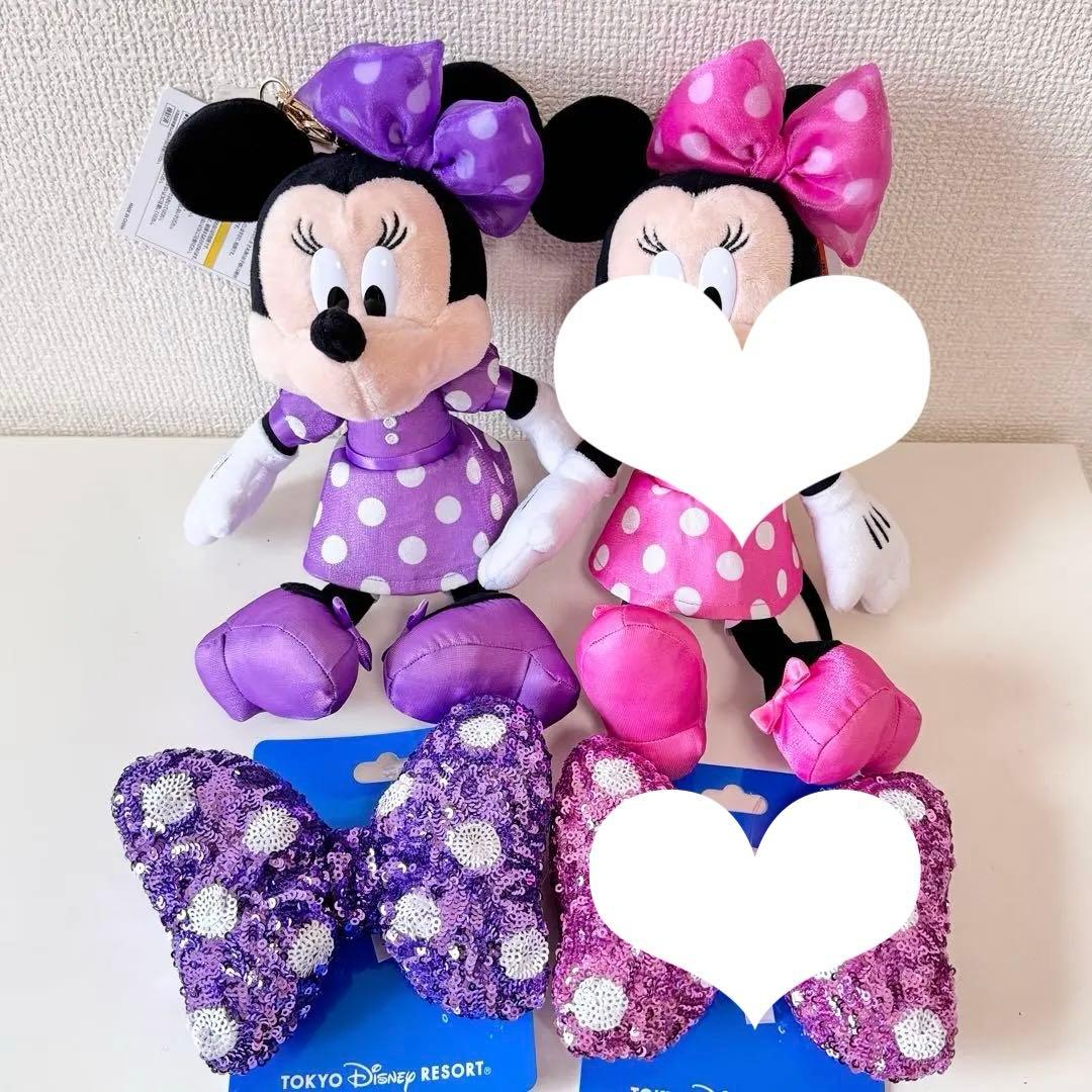 ディズニー　ミニー　ぬいぐるみチャーム　ヘアゴム　スパンコール　2つ♡