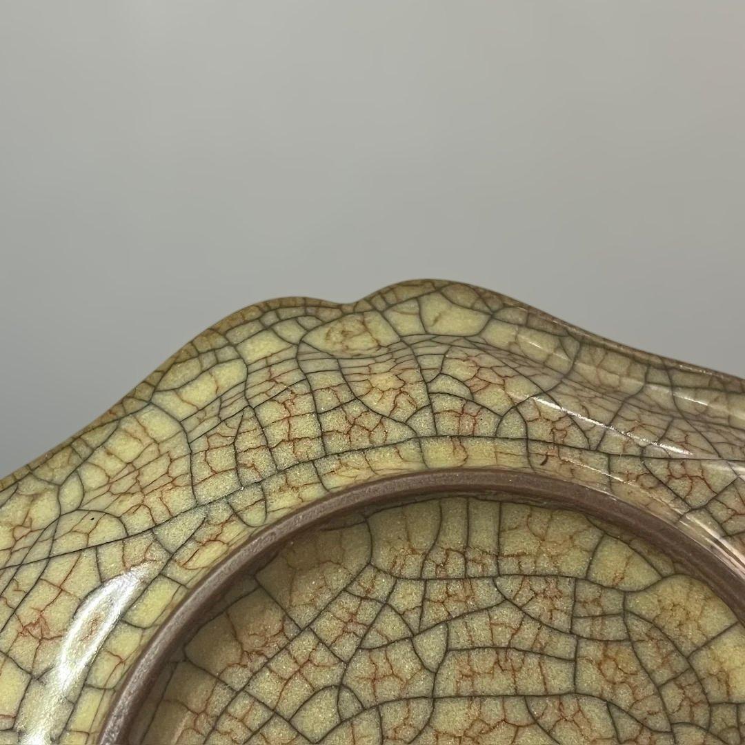 唐物 哥窯稜花盤 中国美術 古玩 SH22