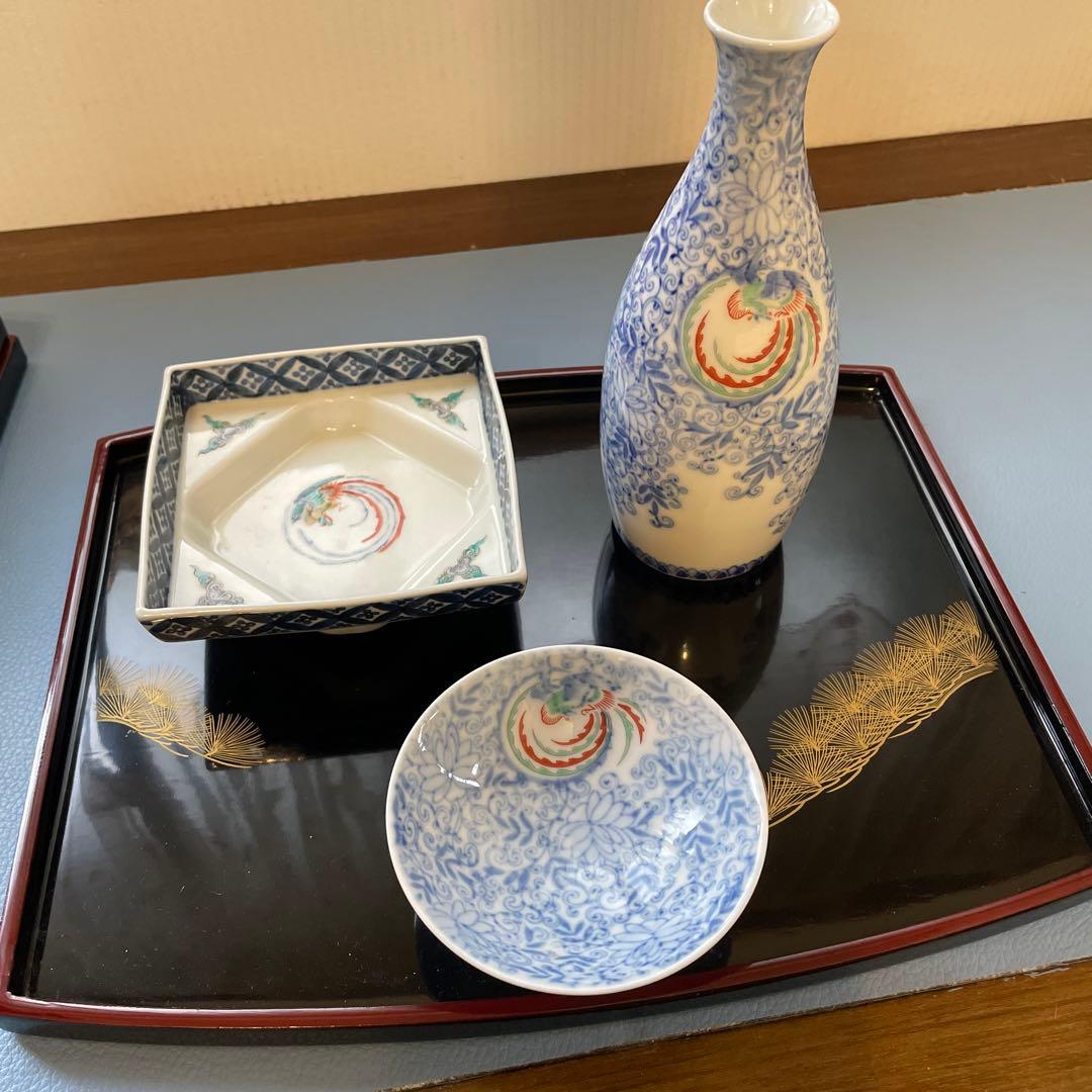 天然木　漆塗り　沈金　折敷　小膳　三枚