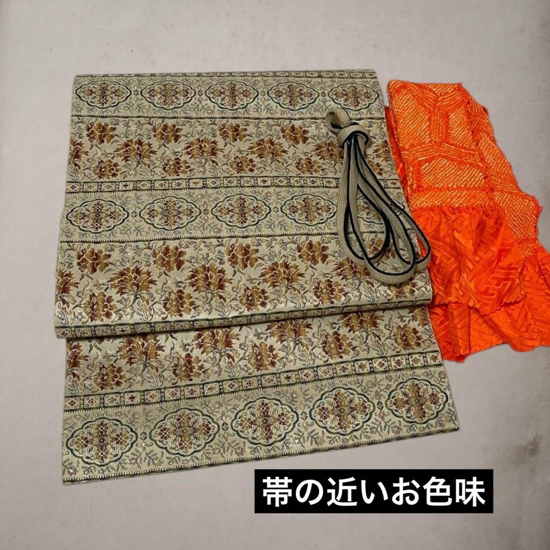 sy258 正絹 色紬 結城紬 ４点フルセット 身丈157裄丈66