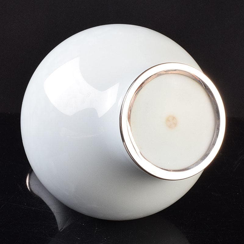 七宝焼　安藤七宝店造　青玉釉　唐草文　花瓶　共箱　D　R9181H